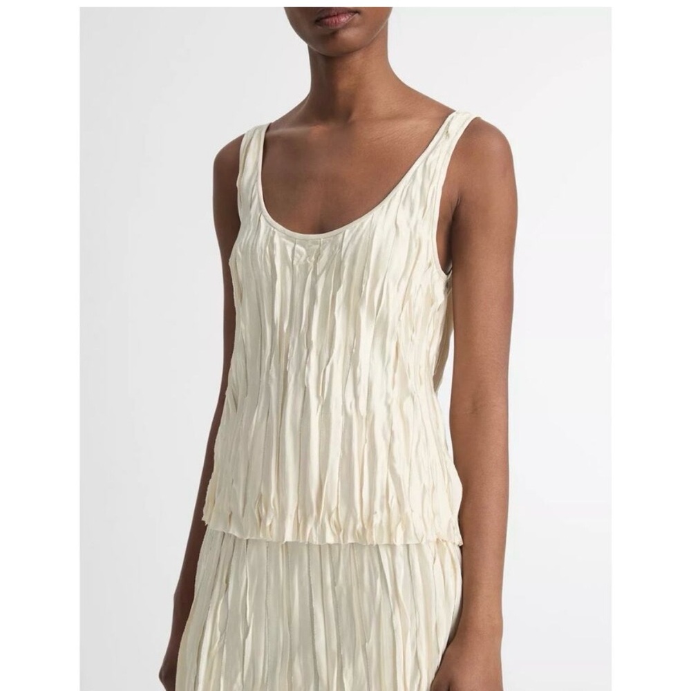 Vince Cream crushed satin bias Tank Top